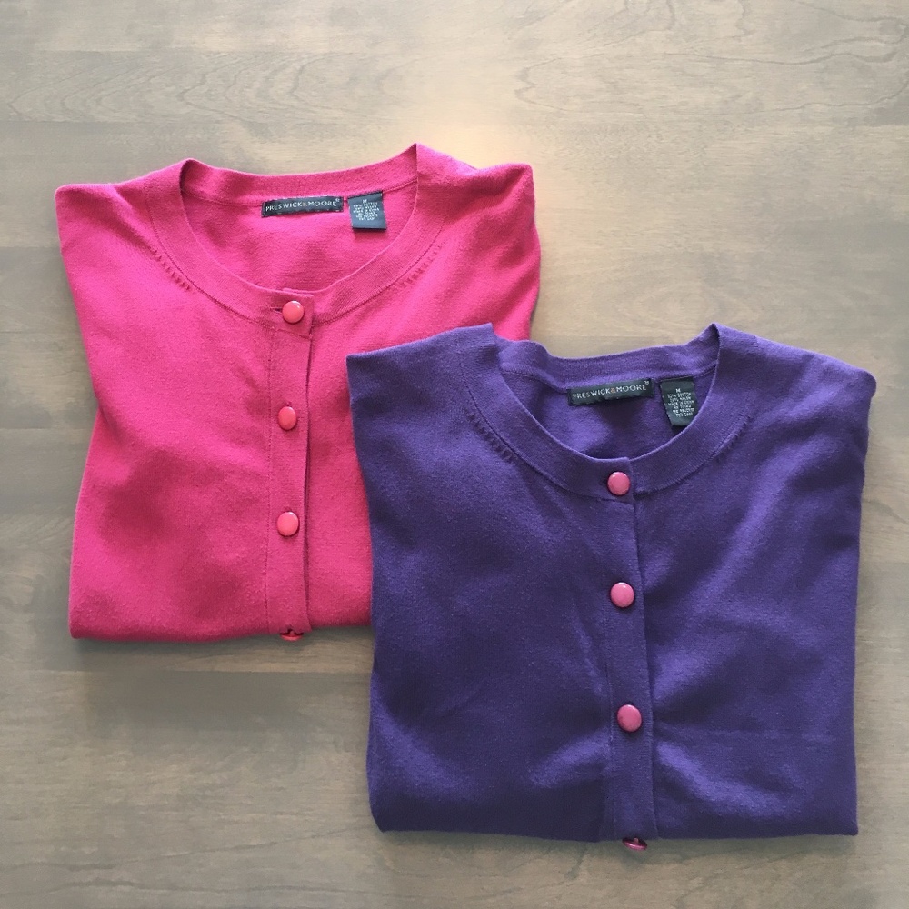 Cardigan sweaters.